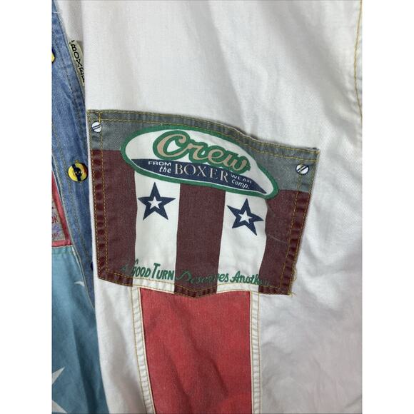 Vintage Boxer Americana Shirt Mens XL Red White Blue Button-Up Patriotic - Picture 5 of 15
